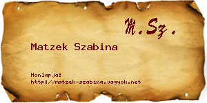 Matzek Szabina névjegykártya